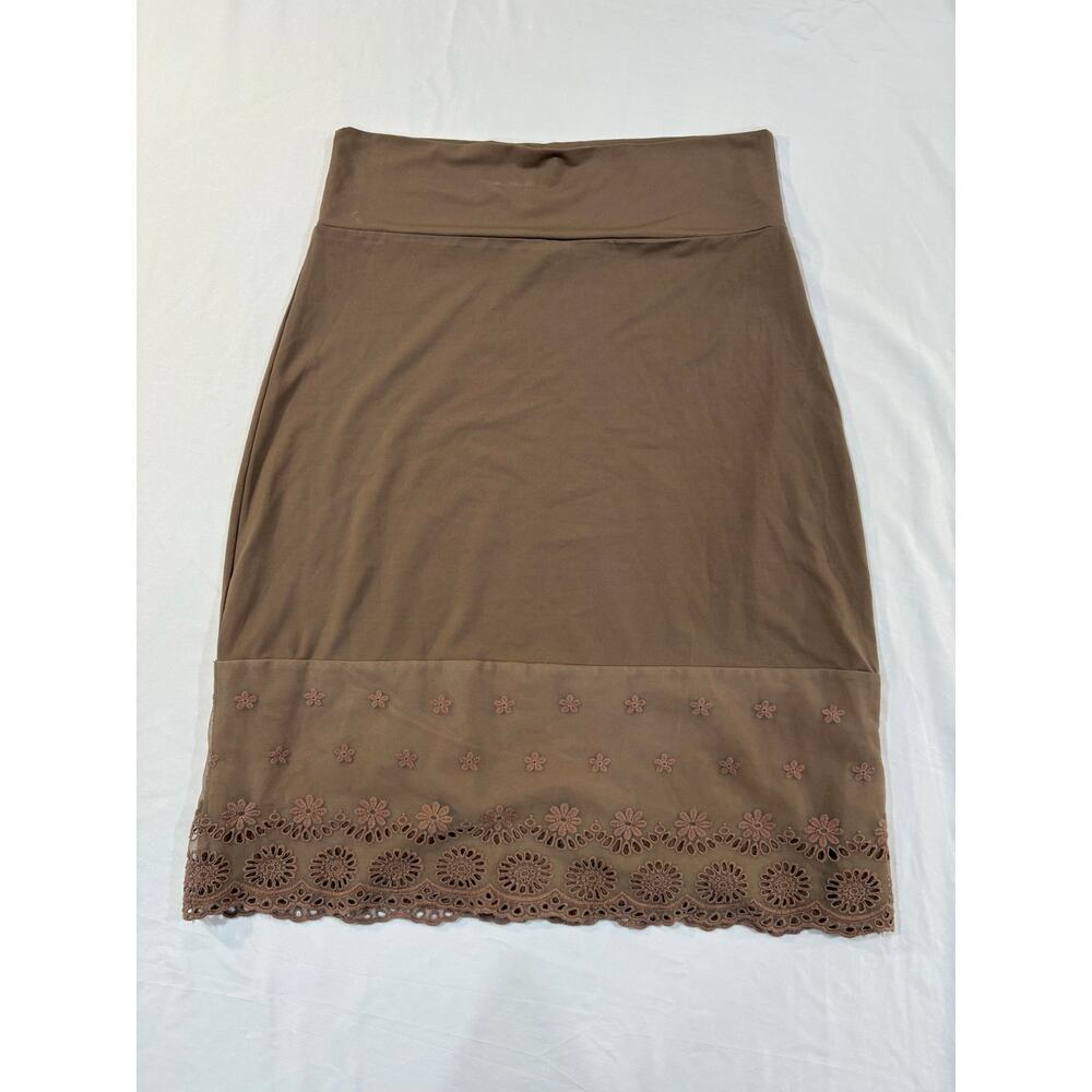 Peekaboo Chic Brown Lace Layering Slip Skirt Extender Size L/XL